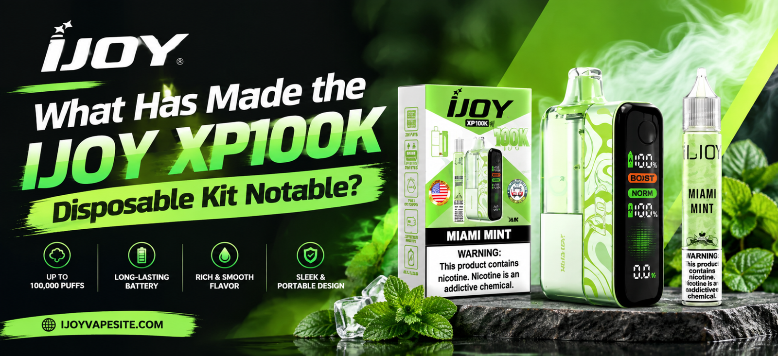 IJOY XP100K Disposable KitMiami Mint featured image with 100K puffs design